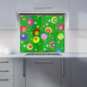 Polish Folk Floral Premium Glass Kitchen Splashback W600mm x H650mm