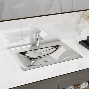 Berkfield Wash Basin with Overflow 60x46x16 cm Ceramic Silver