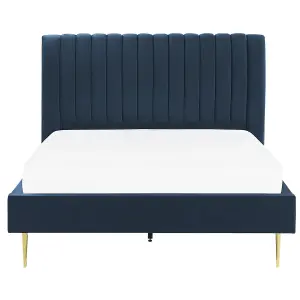 Velvet EU Double Size Bed Blue MARVILLE