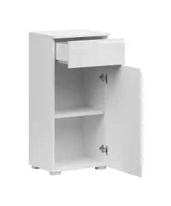 Bathroom Storage Unit Drawer Cabinet White Gloss Slim Narrow 40cm Floor Spice