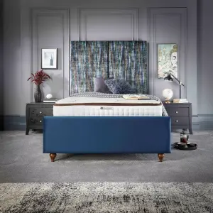 DS Living Lucia Upholstered Soft Plush Blue Velvet Luxury Bed Frame 4FT6 Double