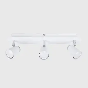 ValueLights Hardy Modern Gloss White and Chrome Adjustable 3 Way Ceiling Spotlight