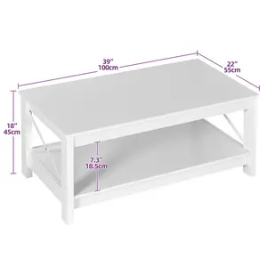 O'Kean 4 Legs Coffee Table with Storage White / Walnut 