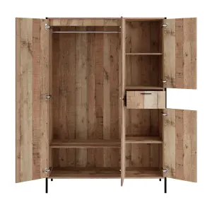 Hoxton 4 Door Wardrobe Distressed Oak Effect