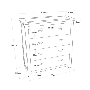 Padua 4 Drawer Chest of Drawers Brass Cup Handle