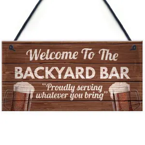 Red Ocean Novelty Backyard Bar Hanging Plaque For The Garden / Man Cave / Kitchen Funny Sign Christmas Gift