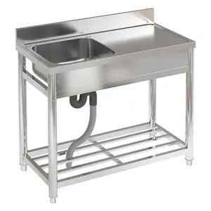 One Compartment Commercial Freestanding Stainless Steel Kitchen Sink with Right Drainboard 100 cm