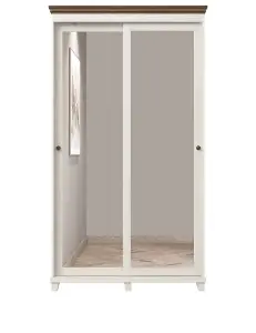 Evora 54 Sliding Door Wardrobe in Abisko Ash & Oak Lefkas - W1200mm H2160mm D500mm, Mirrored and Modern