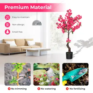 Costway 105cm Artificial Plum Blossom Tree Realistic Fake Floral Potted Plant 96 Flowers