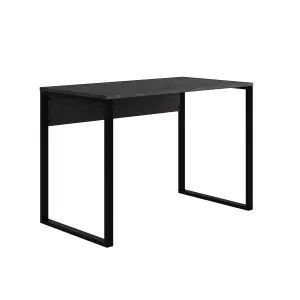 Inna Modern Work Table Retro Grey Silky Black with Sturdy Black Metal Legs Particle Board Industrial Desk Width 110cm