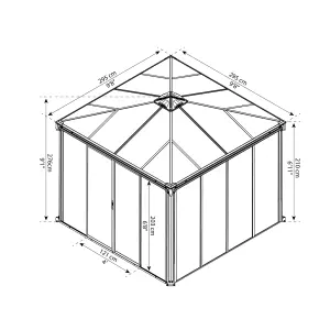 Palram - Canopia Ledro Grey Rectangular Gazebo, (W)2.95m (D)2.95m - Assembly required