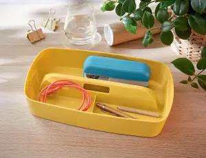 Leitz MyBox Cosy Warm Yellow Organiser Storage Tray with Handle Small