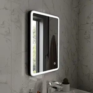 Harper & Harlow 500x700 Vela Matt Black LED Illuminated Bathroom Mirror