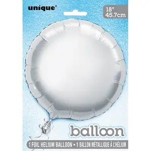 Unique Party Round Foil Balloon (Pack Of 5) Silver (18in)