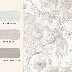 Laura Ashley Birtle Dove Grey Floral Smooth Wallpaper Sample