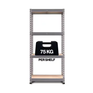 RB BOSS Garage Shelving Unit FastLok 4 Shelf MDF Galvanised Steel (H)1450mm (W)750mm (D)300mm