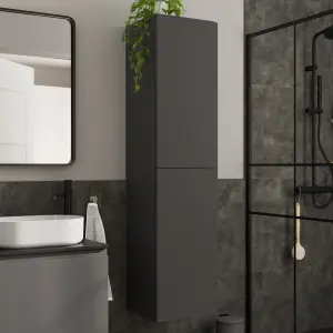 GoodHome Levanna Tall deep Matt Grey Double Bathroom Column cabinet (H)160cm (W)40cm