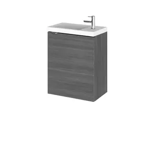 Fusion 400mm Free-standing Single Vanity Unit Anthracite Woodgrain