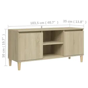 Berkfield TV Cabinet with Solid Wood Legs Sonoma Oak 103.5x35x50 cm