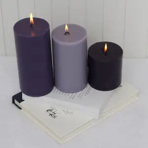 Pillar Candle Set of 3 Purple Candles by Laeto Ageless Aromatherapy - FREE DELIVERY INCLUDED