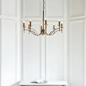 Luminosa Stanford 8 Light Chandelier Antique Brass Finish, E14