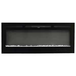 Black Electric Fire Fireplace Wall Mounted or Wall Inset 12 Adjustable Flame Color with Remote Control 80 Inch