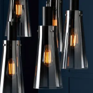 Litecraft Visconte Atrani Black Ombre 5 Light Cascading Pendant