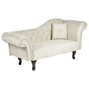 Right Hand Velvet Chaise Lounge Light Beige LATTES II