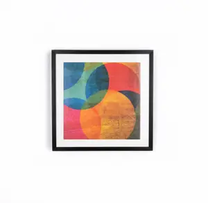 Neon Circle Black Framed Print Wall Art