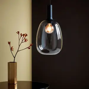 Nordlux Alton 23 Indoor Living Dining Glass Pendant Ceiling Light in Black (Diam) 23cm