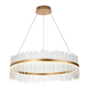 Luminosa Trapani Pendant Ceiling Light Brushed Gold Plated, Clear Glass