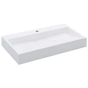 Belfry Bathroom Matanna White Ceramic Rectangular Sink 1 tap hole / 800 x 460 x 110 mm