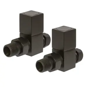 Pair Of Square Grey Straight Radiator Valves