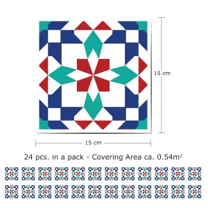 24 Pieces 15x15cm Marrakech Tile Stickers