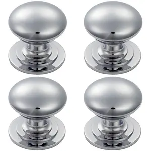 4x Victorian Round Cupboard Door Knob 25mm Dia Polished Chrome Cabinet Handle