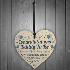 Red Ocean Daddy To Be Gift Wooden Heart Congratulations Gift Baby Shower Gift Friendship Gift