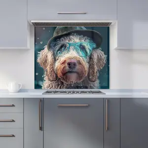 Labradoodle Dog Splashart Premium Glass Kitchen Splashback W600mm x H600mm