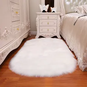 White Oval Soft Shaggy Rug Kids Rooms Decor Floor Rugs 90cm L x 60 cm W