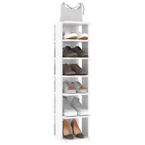 Shoe Cabinet High Gloss White 27.5x27x102 cm Engineered Wood