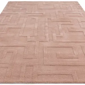 Handmade Modern Blush Abstract Wool Easy to Clean Rug for Living Room & Bedroom-160cm X 230cm