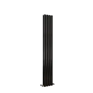 Vertical Black Double Oval Panel Radiator (H)1600mm x (W)236mm, 3588 BTU.