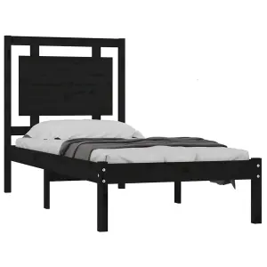 Berkfield Bed Frame Black Solid Wood 100x200 cm