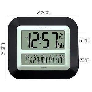 Jumbo LCD Radio Controlled Wall Clock with Temperature and Humidity display YC8055