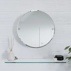 Croydex Flexi-Fix Metra Chrome effect Round Wall-mounted Bathroom & WC Mirror (H)45cm (W)45cm