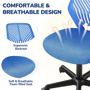 Yaheetech Adjustable Armless Office Desk Chair - Blue