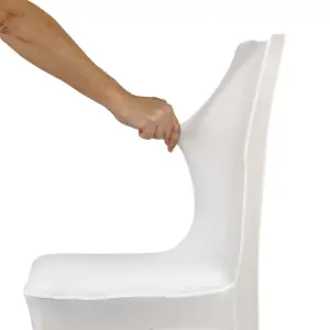 Polyester Spandex Chair Covers for Wedding Decoration - White, Pack of 20