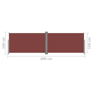 Berkfield Retractable Side Awning Brown 160x600 cm