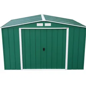 10 x 8 Apex Metal Garden Shed - Green (10ft x 8ft / 10' x 8' / 3.2m x 2.4m)