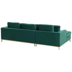 Right-Hand Corner Sofa with Ottoman OSLO Dark Green Velvet Right Hand