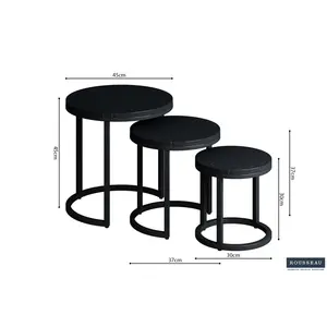 3 Piece Nest of Tables Mango Black